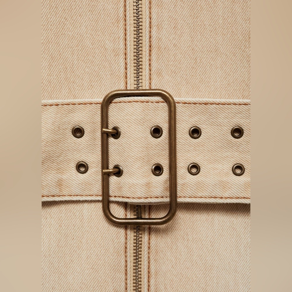 Mango Cream denim dress with belt NWT - Picture 7 of 7